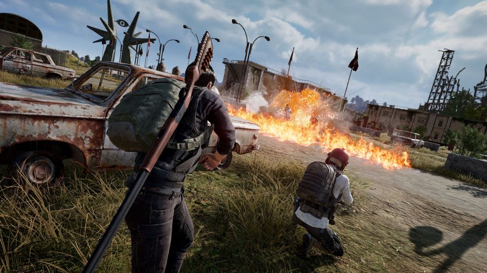 PUBG screenshot showing two characters in combat