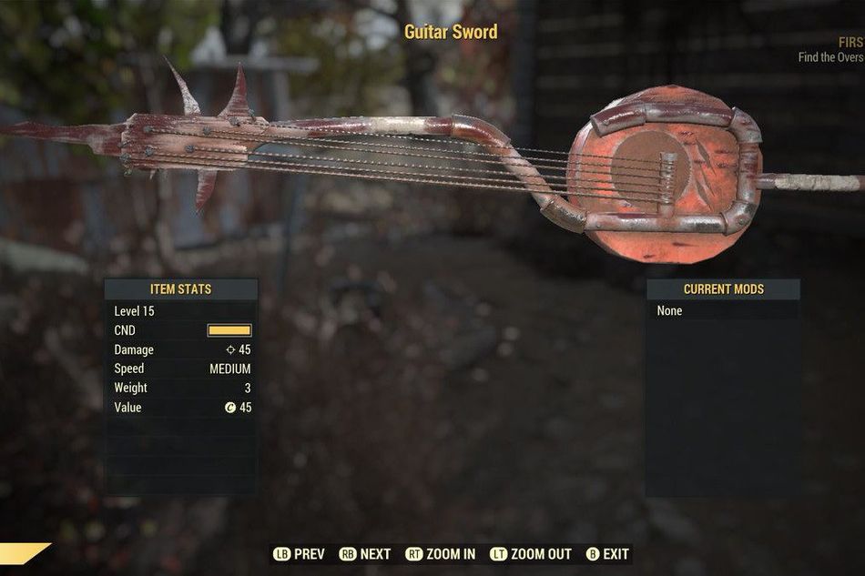 Picture of the Guitar Sword from Fallout 76