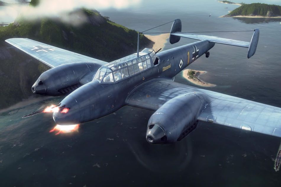 A twin engine plane flying in World of Warplanes