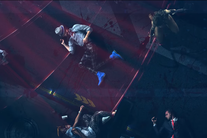 The crime scene from Cyberpunk 2077's trailer