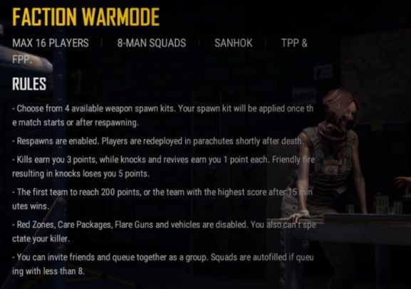 PUBG - Faction Warmode rules