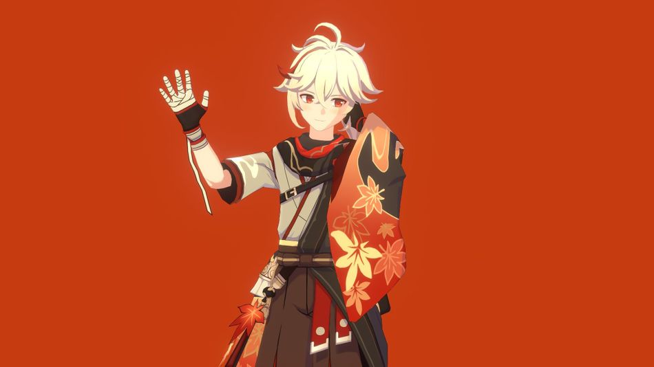 A model of Genshin Impact character Kazuha revealed on Twitter