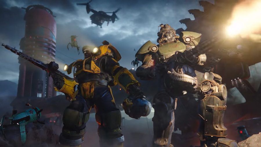 picture showing two character in power armors