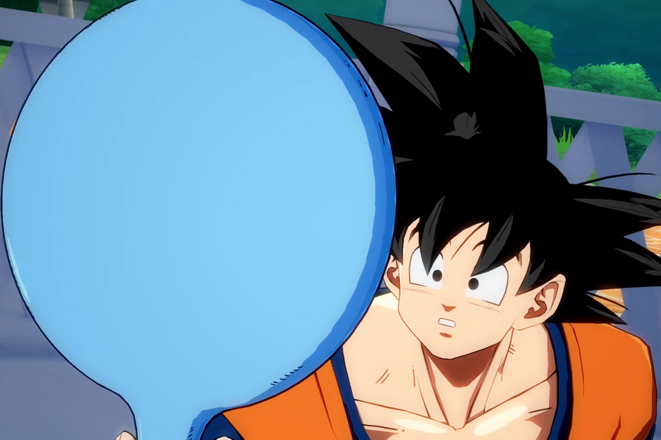 Goku looking into a mirror