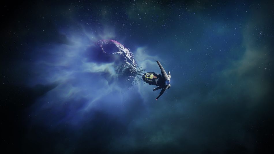 The Drifter's ship is towing something behind it.... not at all mysterious.