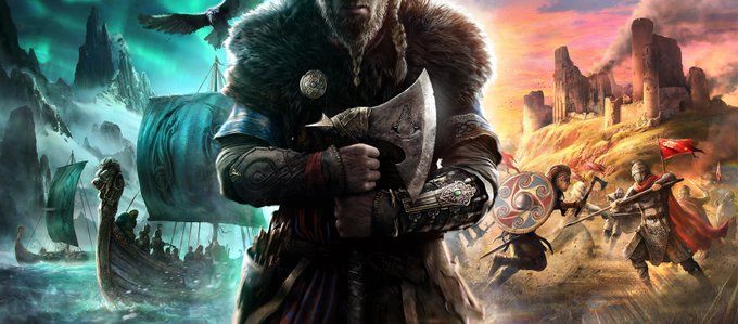 Assassin's Creed: Valhalla artwork showing a warrior with an axe