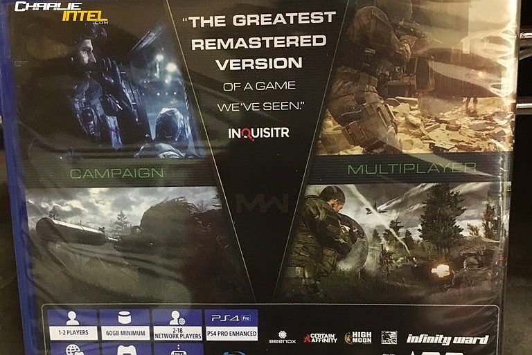 CoD: Modern Warfare Remaster standalone PlayStation 4 box leak