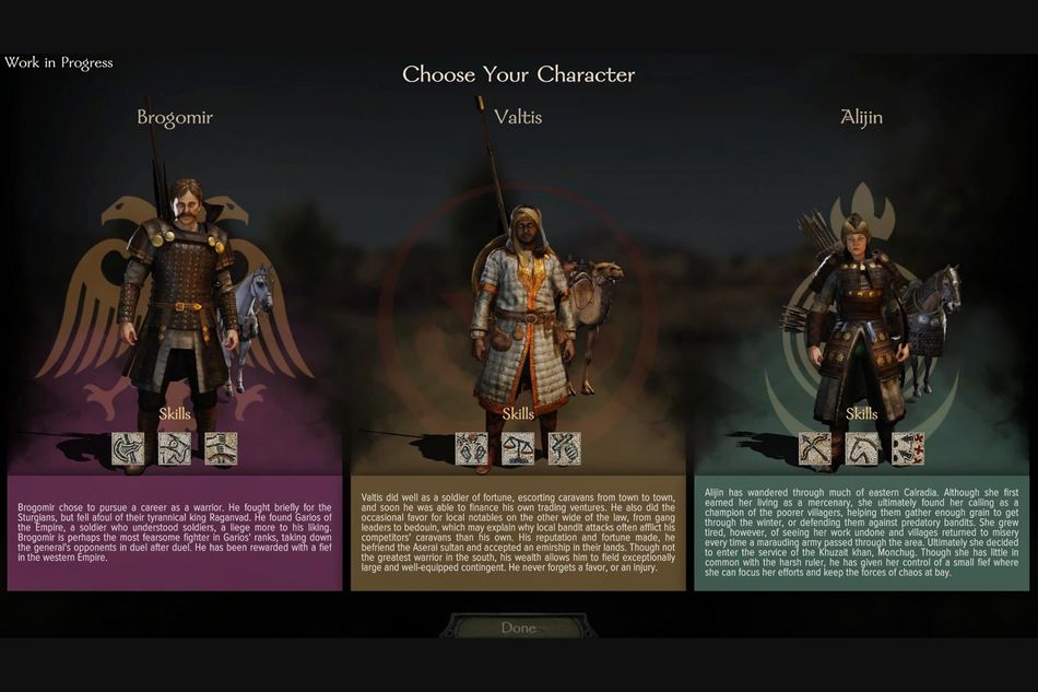 Three Mount & Blade 2: Bannerlord premade characters