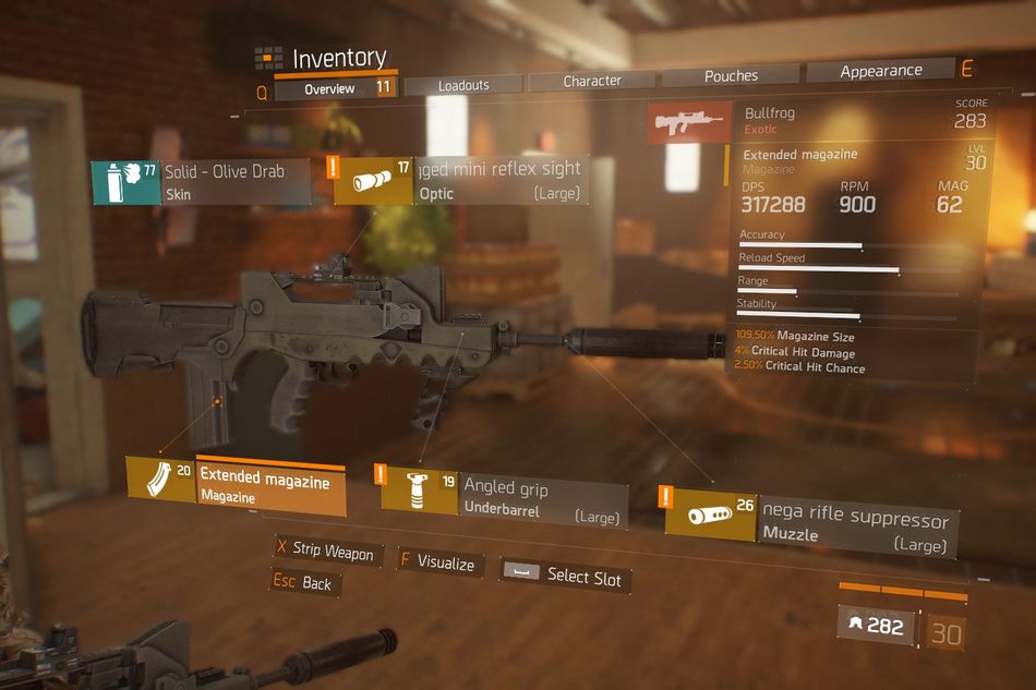 Showcase of the Bullfrog weapon from The Division.
