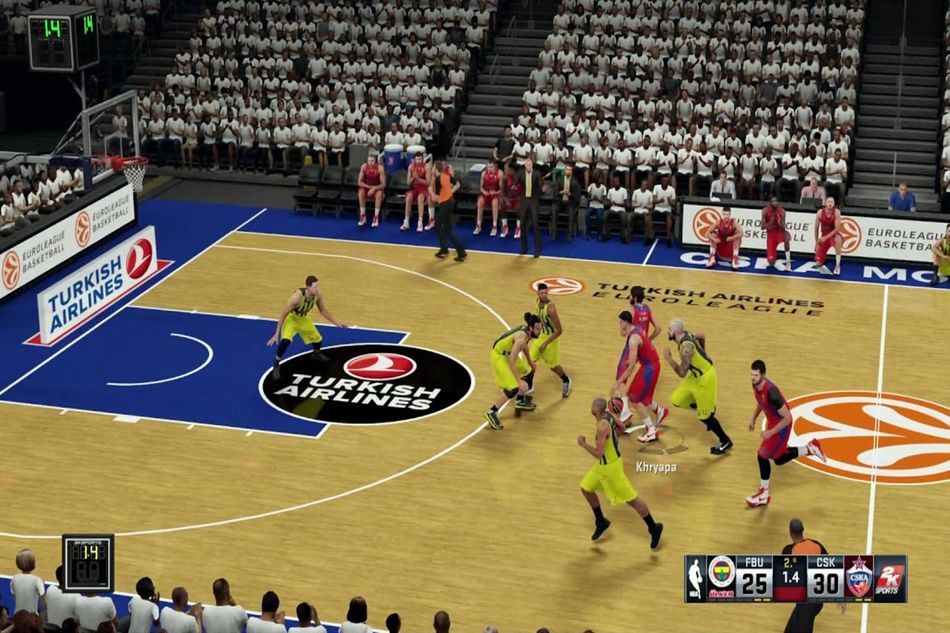 Euroleague teams in an exhibition match in NBA 2K16.