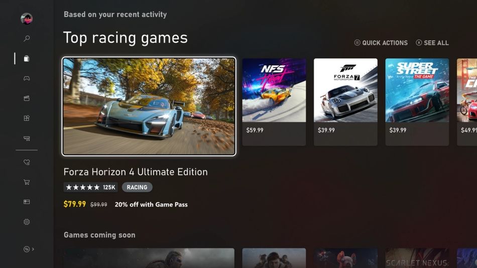 New Microsoft Store on Xbox, Top Racing Games
