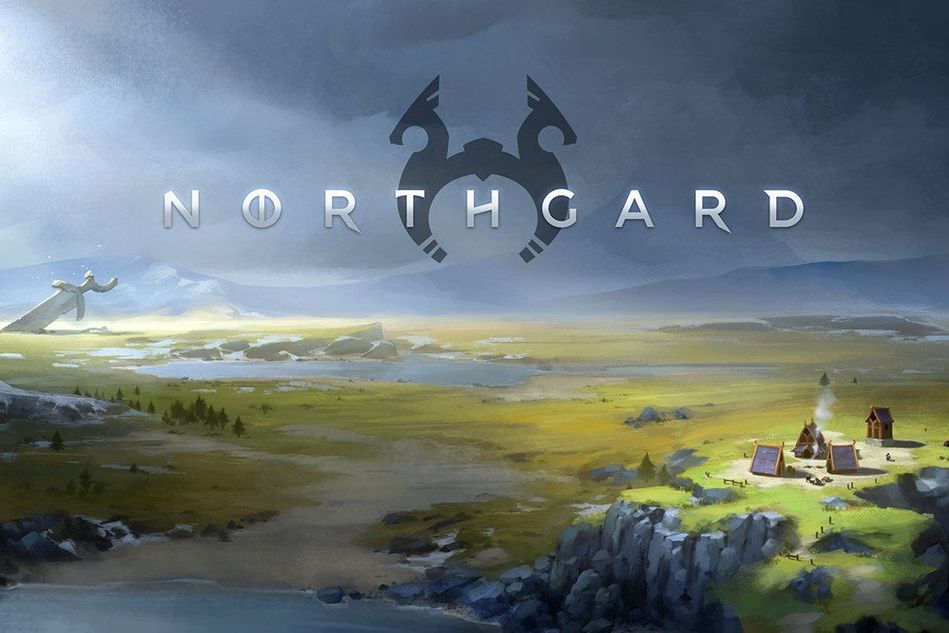 Northgard poster showing northern landscape featured in the game.