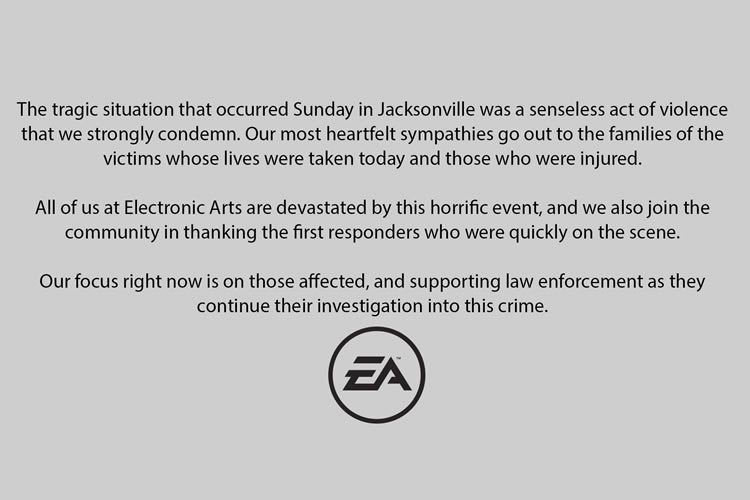 EA's statement after a shooting on NFL Madden 19 tournament