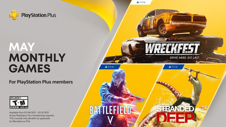 screenshot showing PlayStation Plus games for May 2021