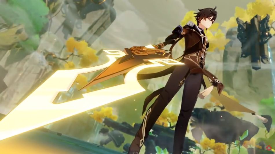 A screenshot from the Genshin Impact character Zhongli
