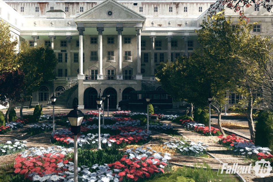 Picture of The Greenbrier in Fallout 76 showing vegetation