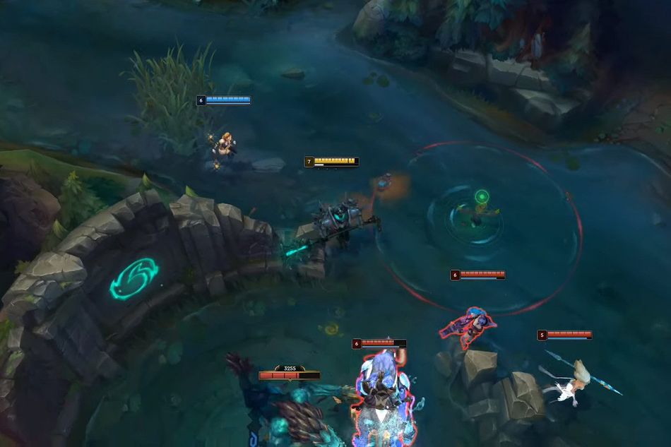 Picture of Mordekaiser walking up to enemy team in the dragon pit