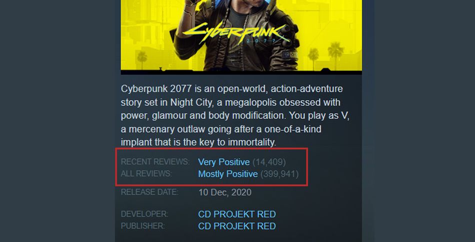 Cyberpunk 2077 - Steam reviews