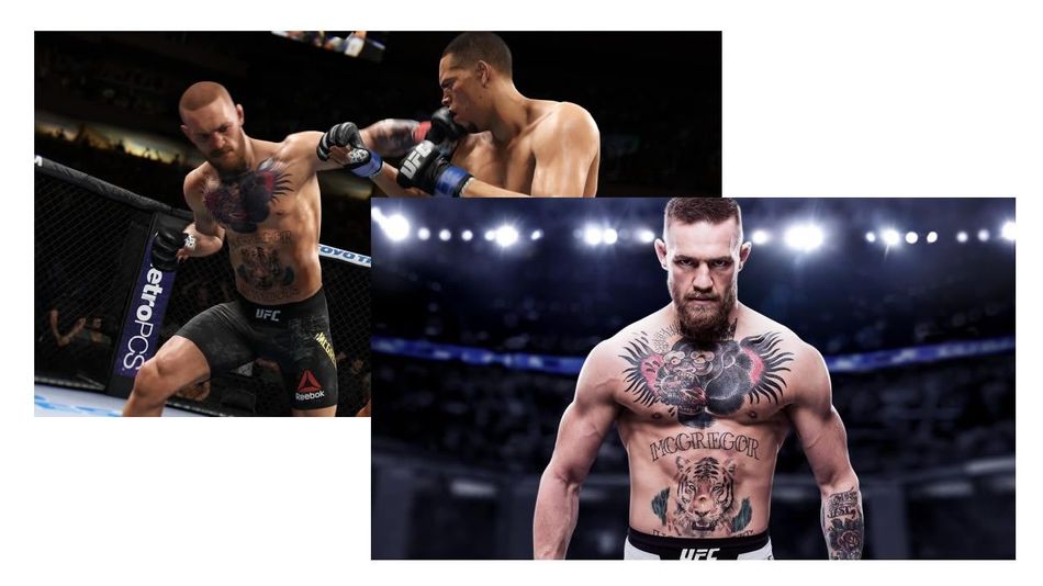 Connor McGregor in-game and on the cover for EA Sports' UFC 3