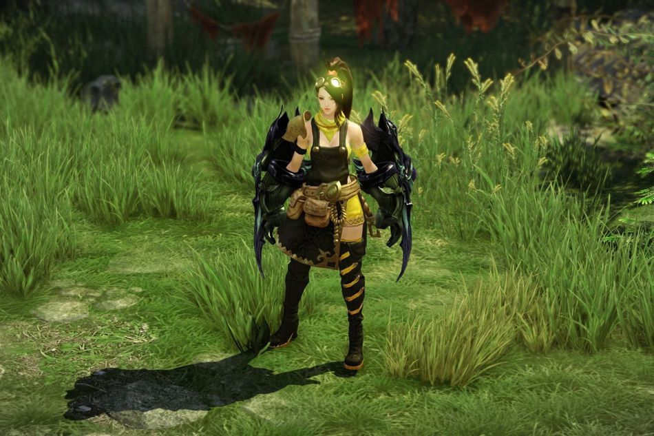 Lost artk aniboo female character with wings on a meadow