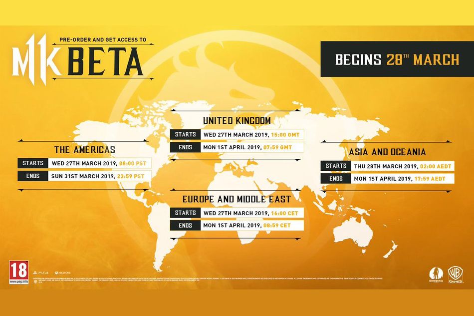 picture showing start dates for MK11 beta