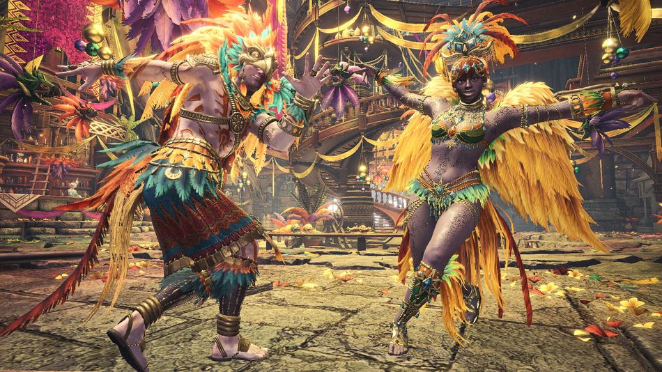 Monster Hunter: World characters dancing