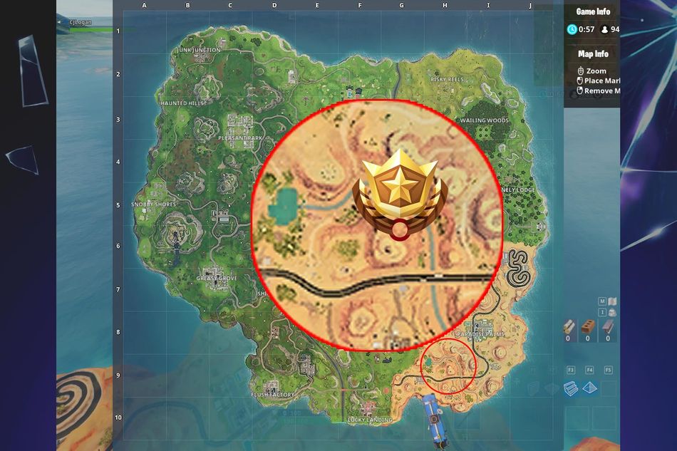 A map for Fortnite's Season 5 Week 2 set of challenges