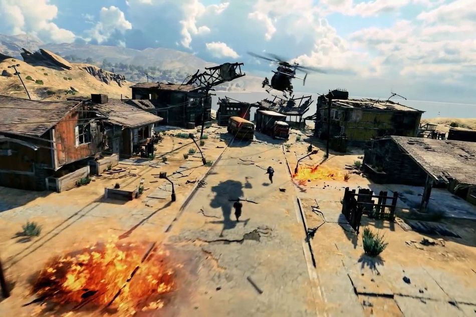 Picture of some aircraft, explosions and infantry in Call of Duty: Black Ops 4