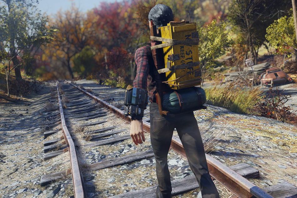 picture showing a man walking on rails