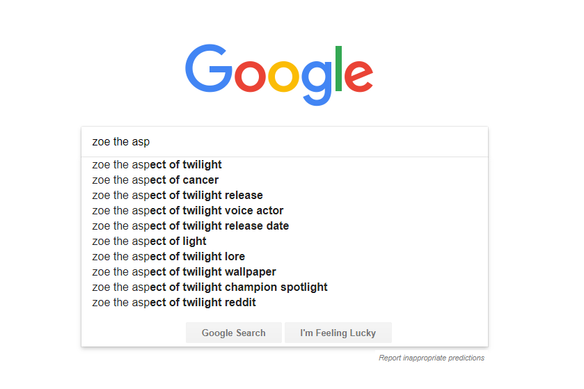 Google search for the most annoying champion in League of Legends.