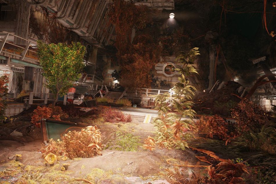 fallout 76 screenshot showing overgrown vault