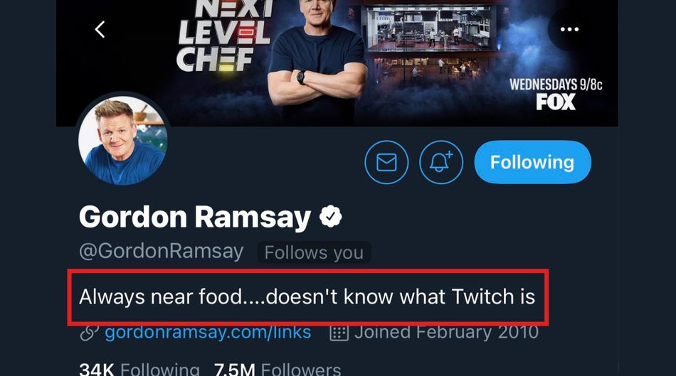 Gordon Ramsay doesn't know what Twitch is