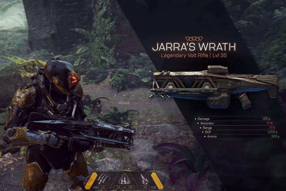 Picture of an Anthem player looting Jarra's Wrath