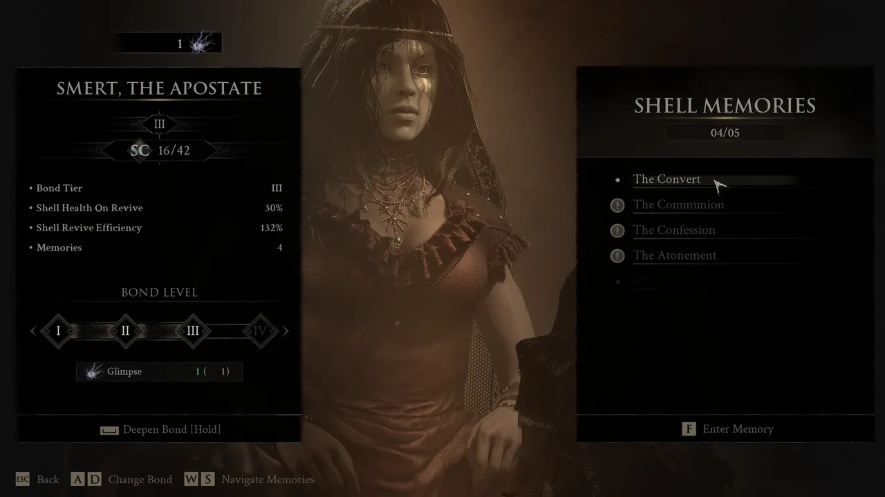 Each Bond Tier improves Shell Health on Revive and Shell Revive Efficiency, while also unlocking Memories along the way.