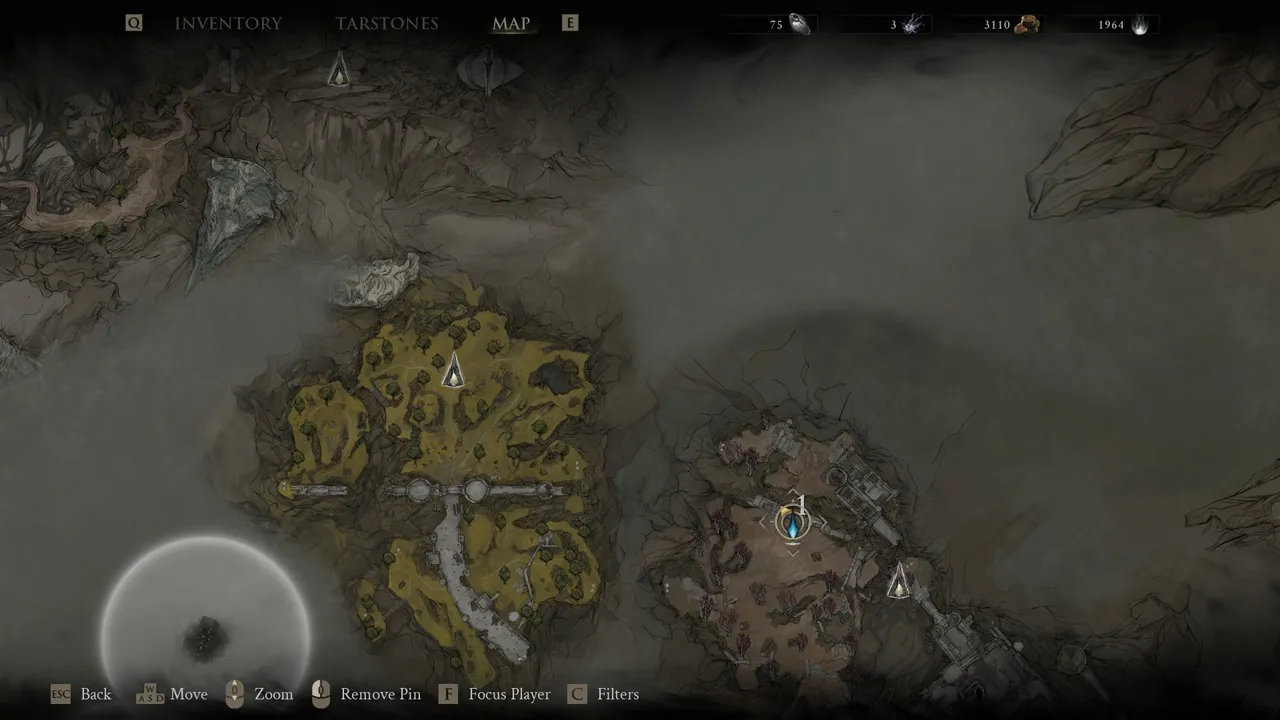 The interaction point sits just left of the Abbey Entrance beacon, the nearest fast travel point