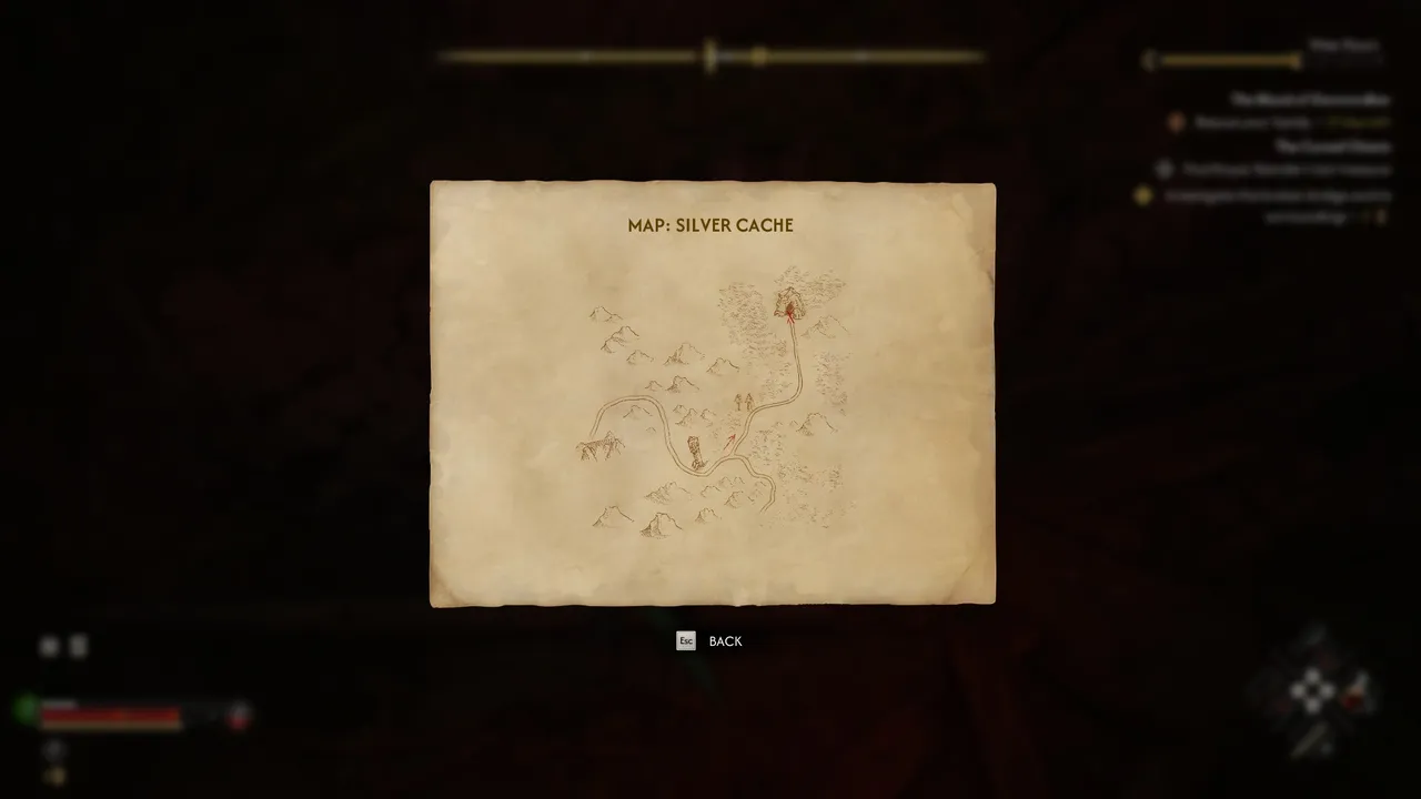 The Blood of Dawnwalker: The Silver Cache map leads to a valuable stash of silver