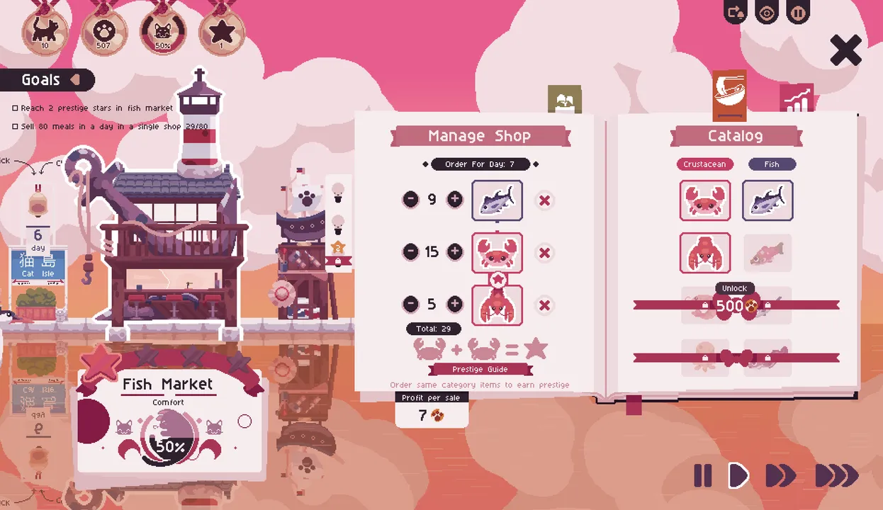 Cat Isle is a cosy supply-and-demand management sim.