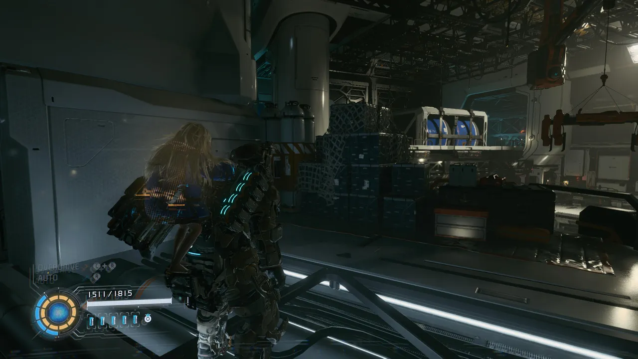 These are the boxes you need to climb. The entrance you're aiming for sits above and to the left, over the dead filament on the ground. Hugh's glide ability does the rest.