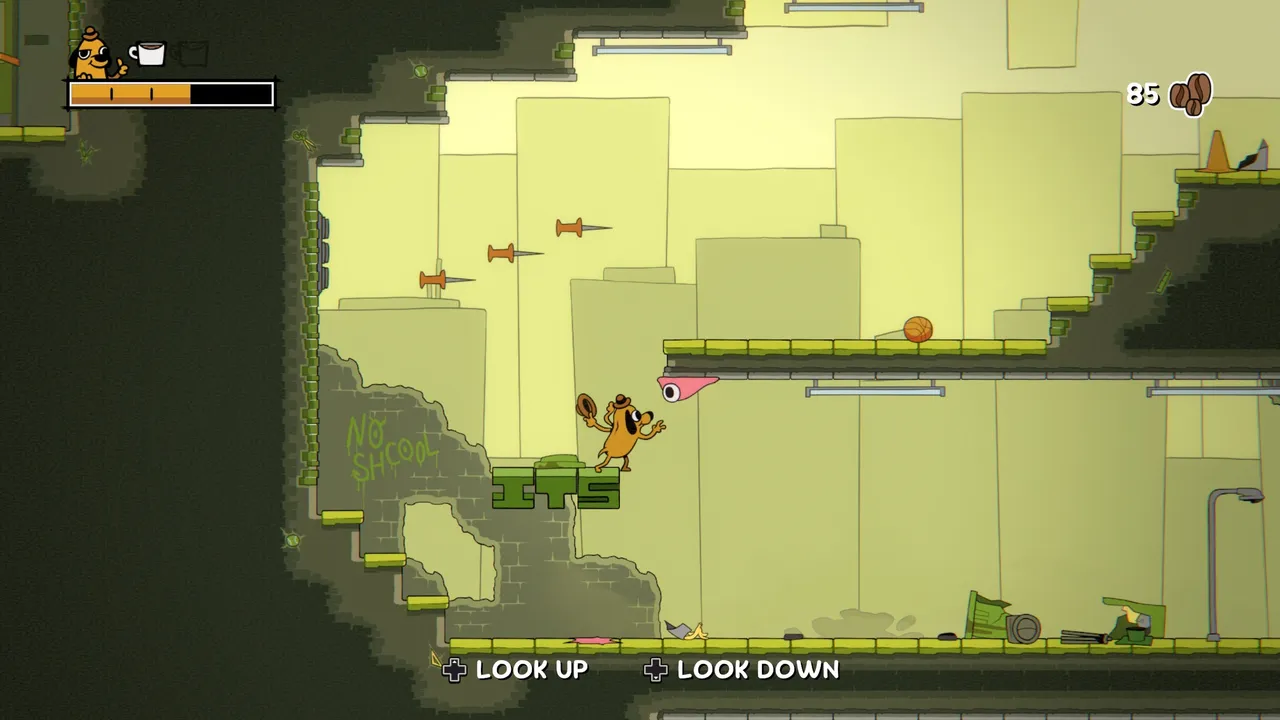 The platforming is tight and reliable throughout, which is exactly what the genre demands. Question Hound may be anxious, but his movement never is.