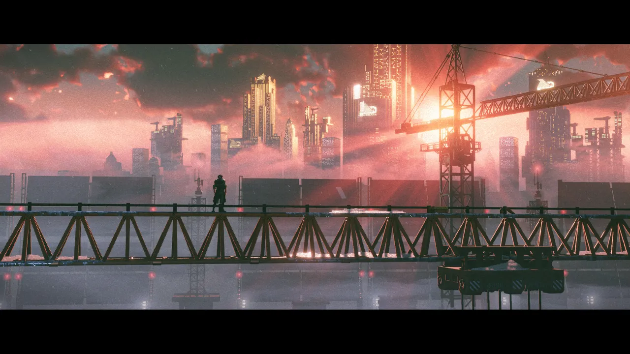 R.E.A.C.H. surveys Phoenix City from a crane gantry - A stunning image, and moments like this make the bugs all the more frustrating.