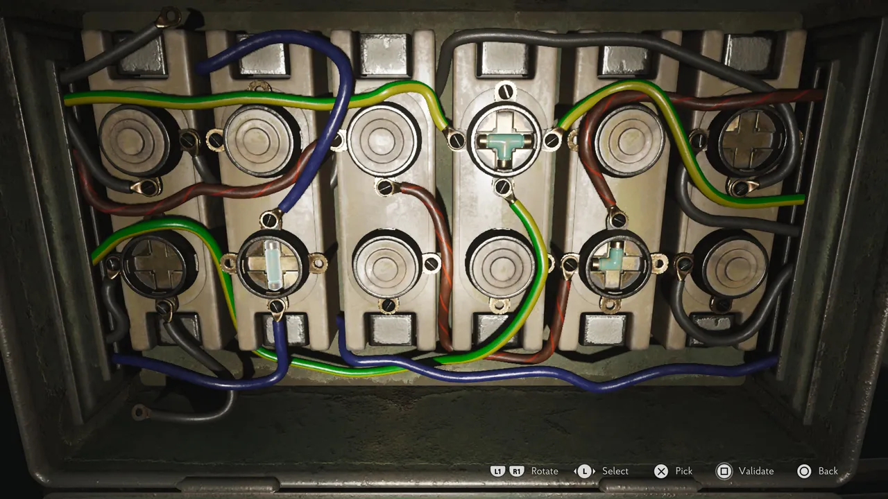 This is the correct configuration. Straight two-ended fuse on the blue wires left, three-ended fuse on the green wires centre, two-ended fuse on the red wires right. Validate once all three are in place and then pull the switch.