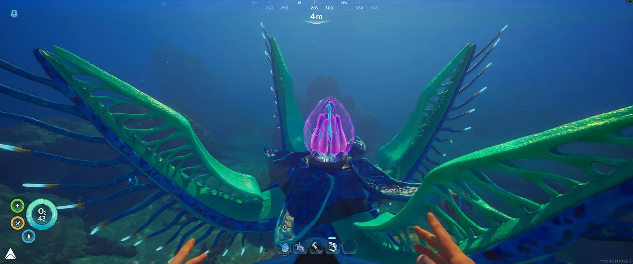Swim up to the purple flower and interact with it. Your character will reach in and receive the Digestion adaptation. It takes only a moment and is easy to miss if your eyes are on the blackbox below.