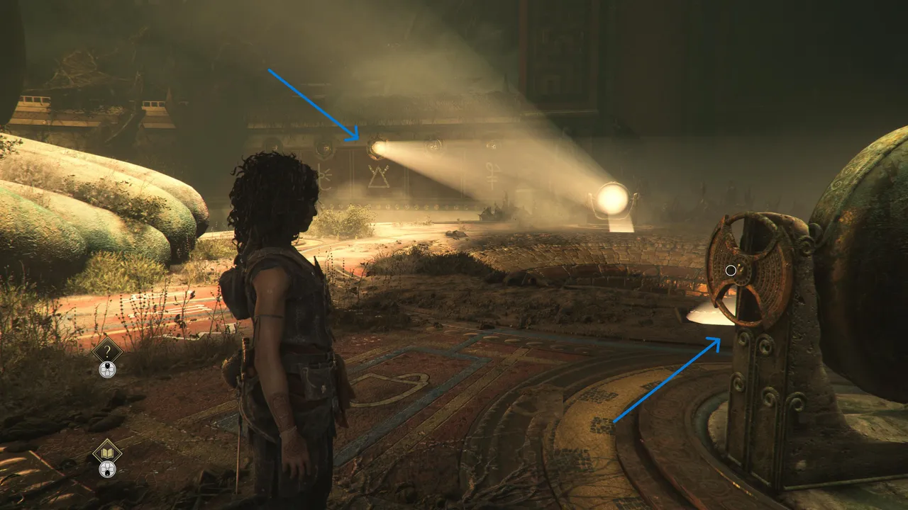 Use the light to connect the second set of symbols so the bull raises his left hand.