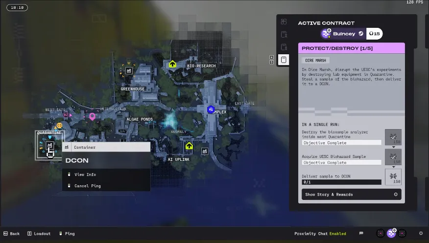 Deliver the biohazard sample to the DCON located just behind Quarantine.