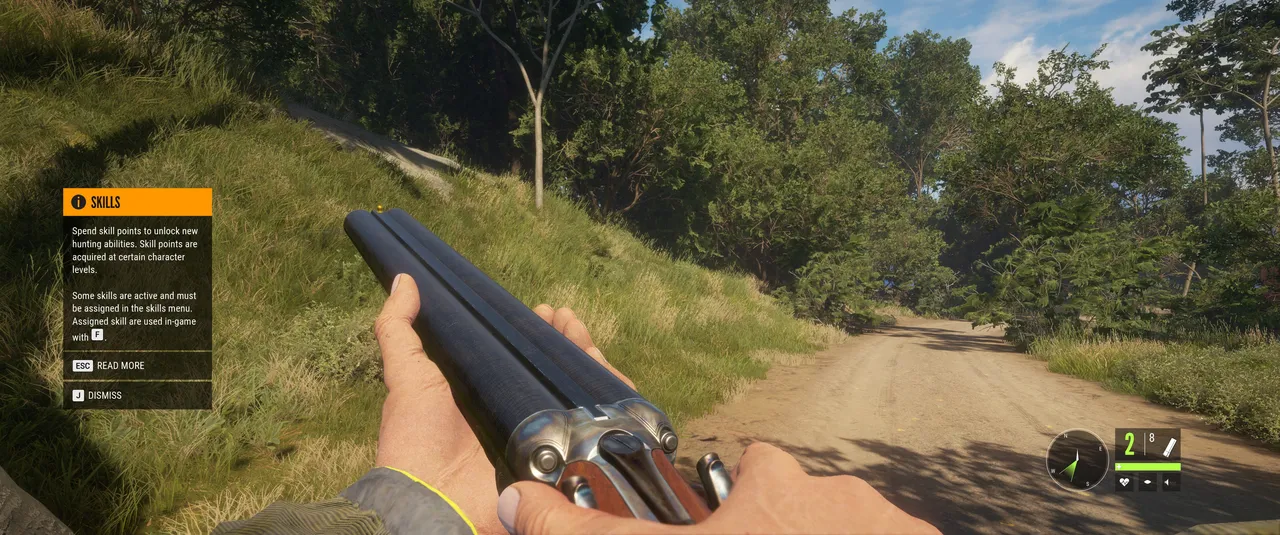 Two shells loaded and eight in reserve, the Humphrey's open-hammer coach gun look sells the fantasy the moment it's raised, well before a single trigger gets pulled.