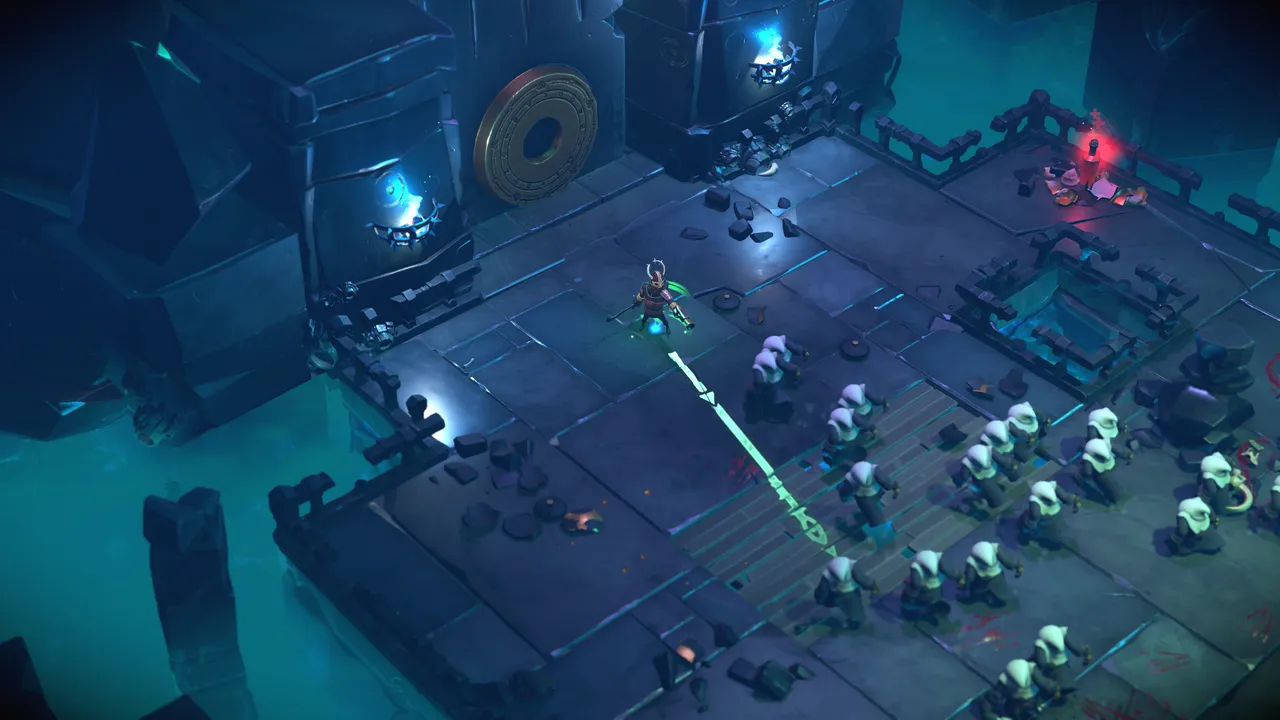 Blue and dark colour palettes are pure contrast to gold and green ones. The visual presentation in Rogue Fortune is varied enough.