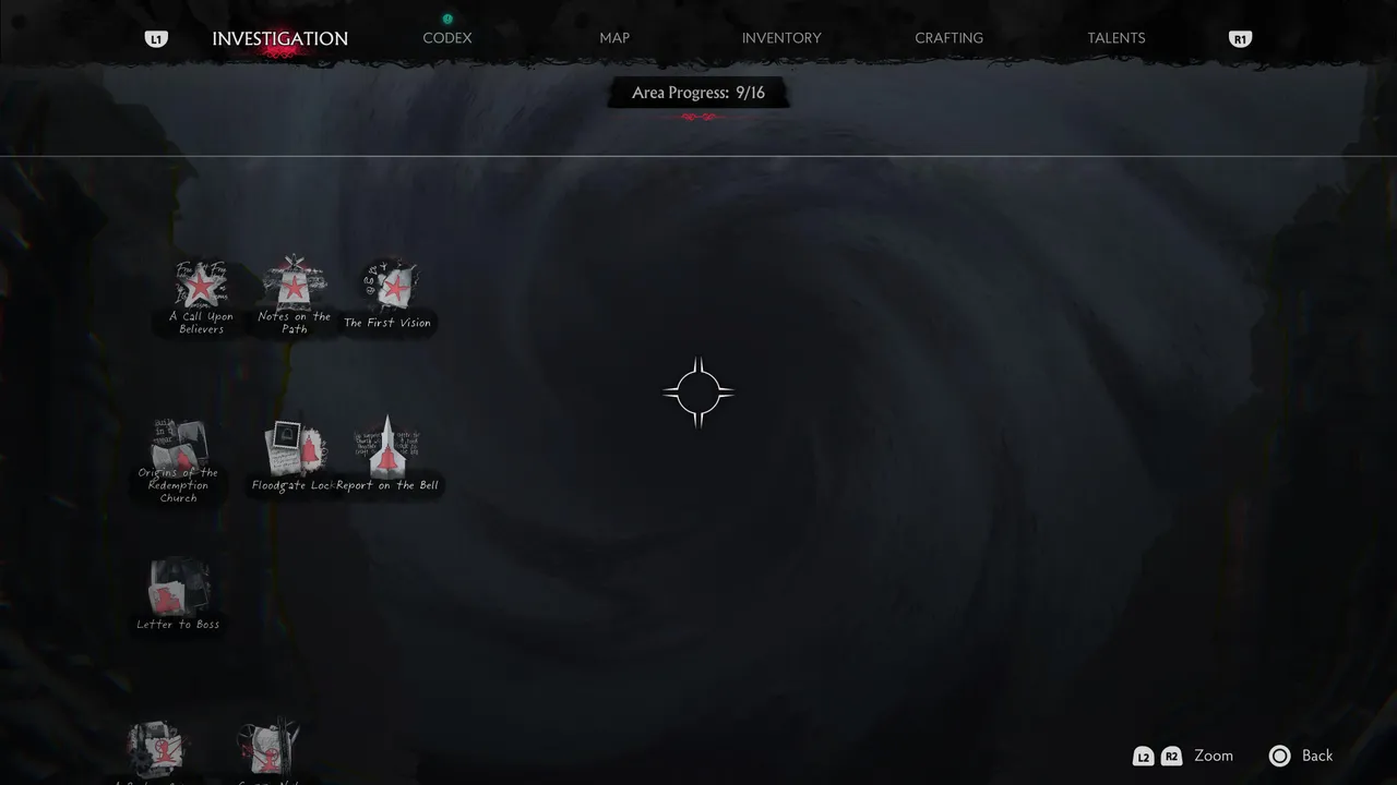 The investigation menu is The Sinking City 2's original mechanic.