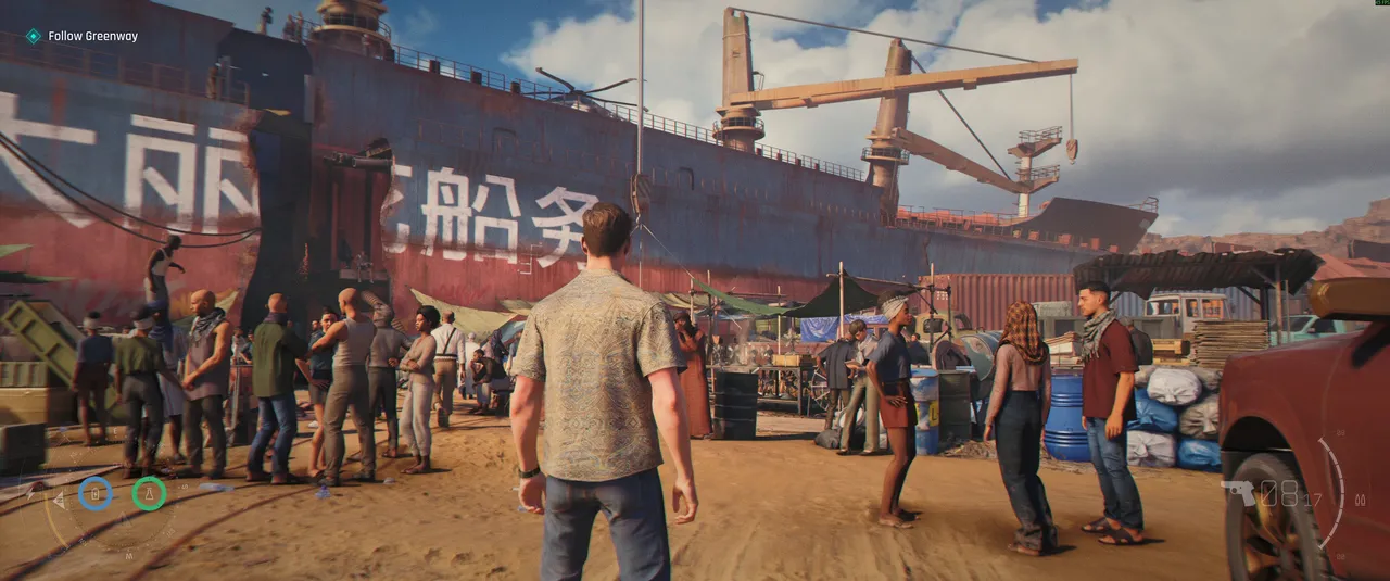 A bustling African shipyard, packed with NPCs that all look and behave distinctly, is a technical achievement that deserves recognition.