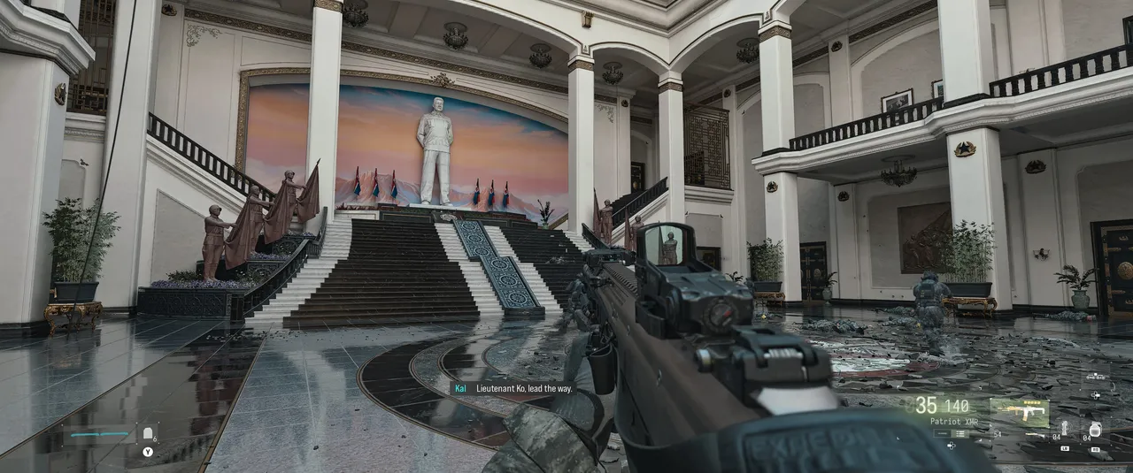 The North Korean palace is the campaign’s visual high point, with a level of detail the open-world chapter never quite matches.