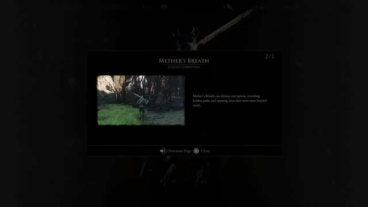Mether's Breath is the ability you need to clear corrupted barriers across the map. It is added to your beacon menu once you have contributed enough Ova to Marrow Keep.